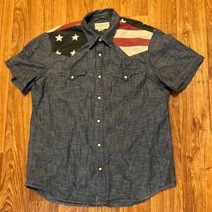 Vintage Denim & Supply Ralph Lauren Shirt Men Lg Cowboy‎ Chambray Western Snap